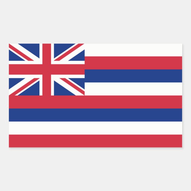 Sticker Rectangulaire Drapeau Hawaii/Hawaiian State Flag, États-Unis (Devant)