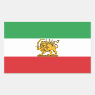Sticker Rectangulaire Drapeau Historique Original du Lion et Soleil Iran