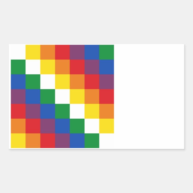 Sticker Rectangulaire Drapeau Huipala/Wipala. Qulla Suyu, une andine. Bo (Devant)