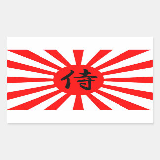 Sticker Rectangulaire Drapeau impérial japonais avec symbole Kanji Samur