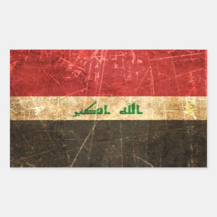 Sticker Rectangulaire Drapeau irakien Vintage rayé et usé