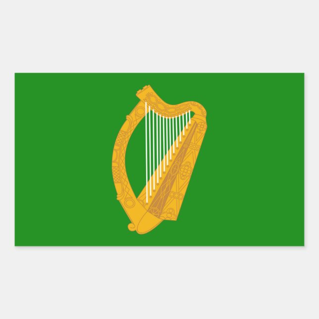 Sticker Rectangulaire drapeau irlandais de la harpe verte (Devant)