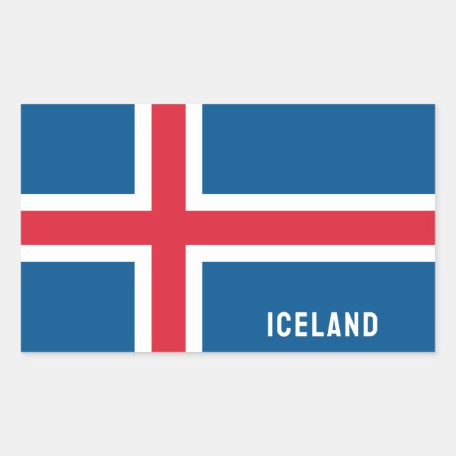 Sticker Rectangulaire Drapeau Islande (Devant)