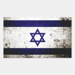Sticker Rectangulaire Drapeau Israël noir Grunge