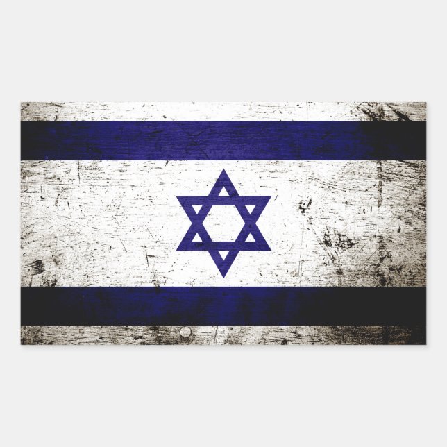 Sticker Rectangulaire Drapeau Israël noir Grunge (Devant)