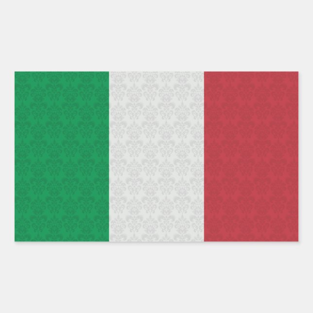 Sticker Rectangulaire Drapeau italien modèle Damask (Devant)