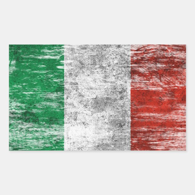 Sticker Rectangulaire Drapeau italien soufflé et usé (Devant)