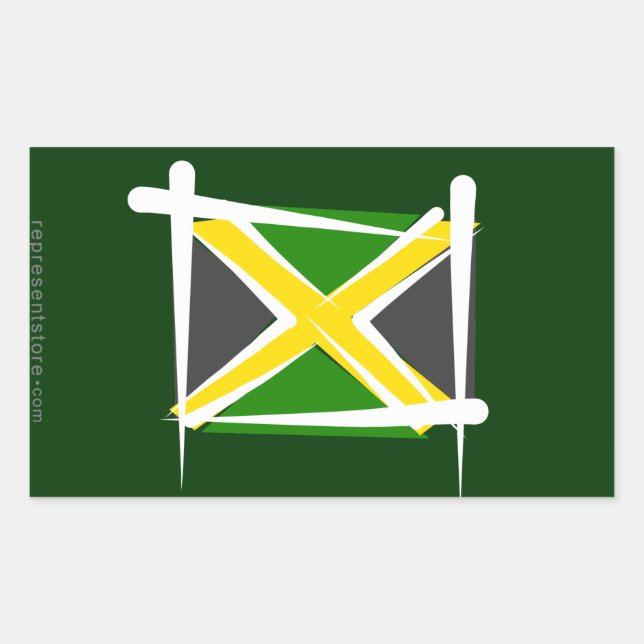 Sticker Rectangulaire Drapeau Jamaïque (Devant)