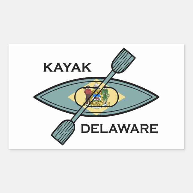 Sticker Rectangulaire Drapeau Kayak Delaware (Devant)