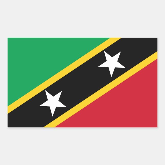 Sticker Rectangulaire Drapeau Kittitian / Nevisian, Saint-Kitts-et-Nevis (Devant)