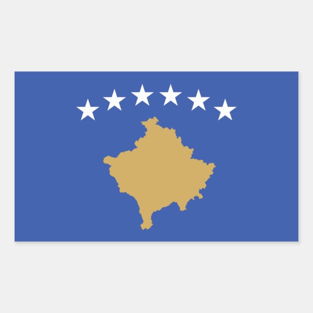 Sticker Rectangulaire Drapeau Kosovo/Kosovo (Devant)