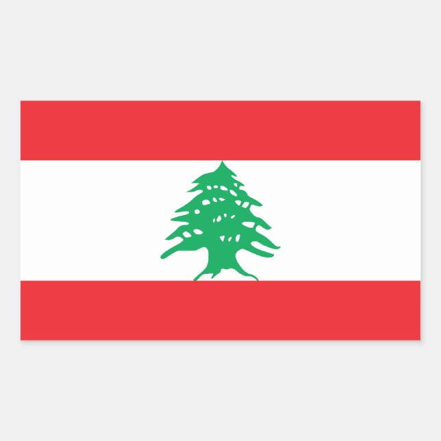 Sticker Rectangulaire Drapeau Liban/Liban (Devant)
