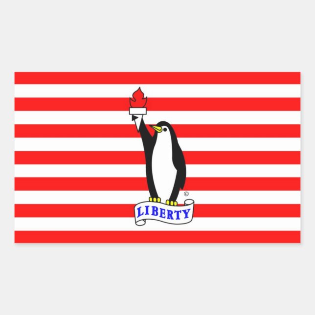 Sticker Rectangulaire Drapeau Liberty Penguin (Devant)