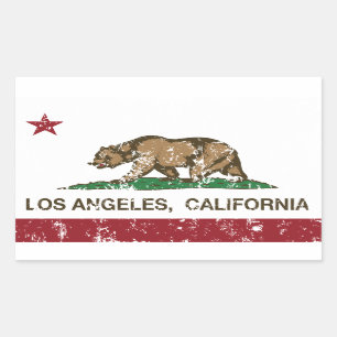 Sticker Rectangulaire drapeau Los Angeles de la Californie affligée