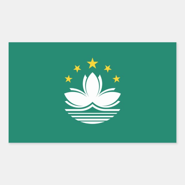 Sticker Rectangulaire Drapeau Macao/Macao. Chine/chinois (Devant)