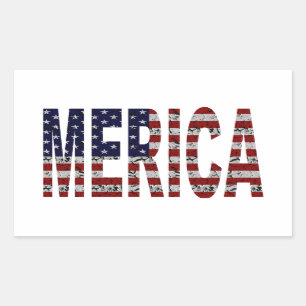 Sticker Rectangulaire Drapeau 'MERICA - Grunge USA