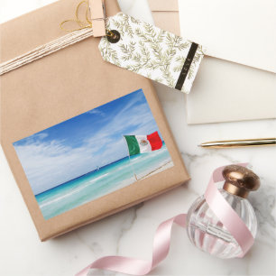 Sticker Rectangulaire Drapeau mexicain sur Sandy Beach