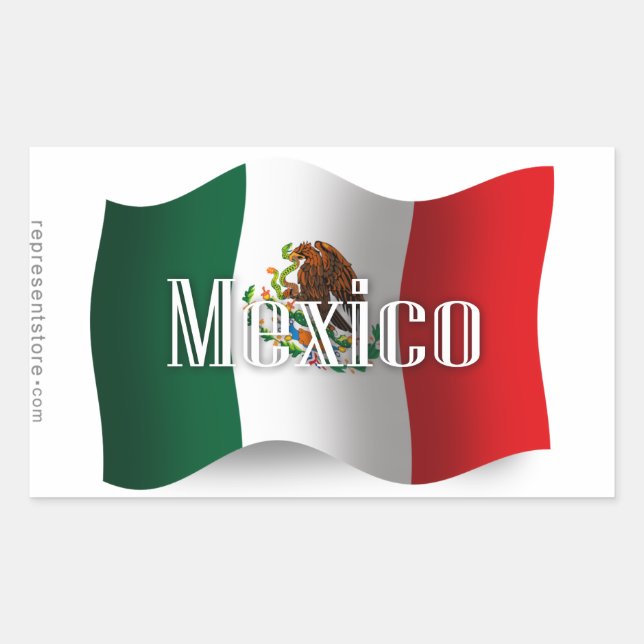 Sticker Rectangulaire Drapeau Mexique (Devant)