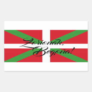 Sticker Rectangulaire Drapeau national basque traditionnel Ikurriña :