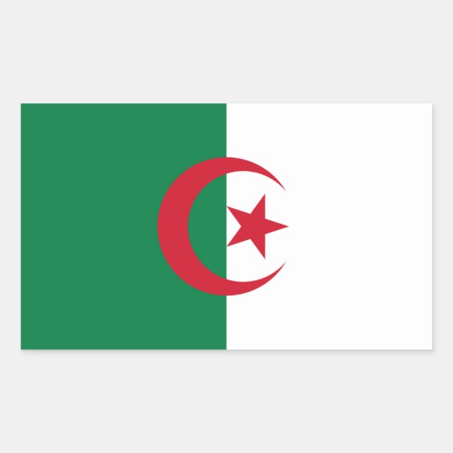 Sticker Rectangulaire Drapeau national de l'Algérie (Devant)
