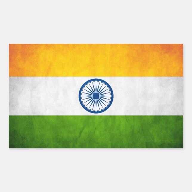 Sticker Rectangulaire Drapeau national de l'Inde de la Grange (Devant)