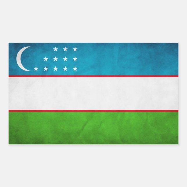 Sticker Rectangulaire Drapeau national de l'Ouzbékistan (Devant)