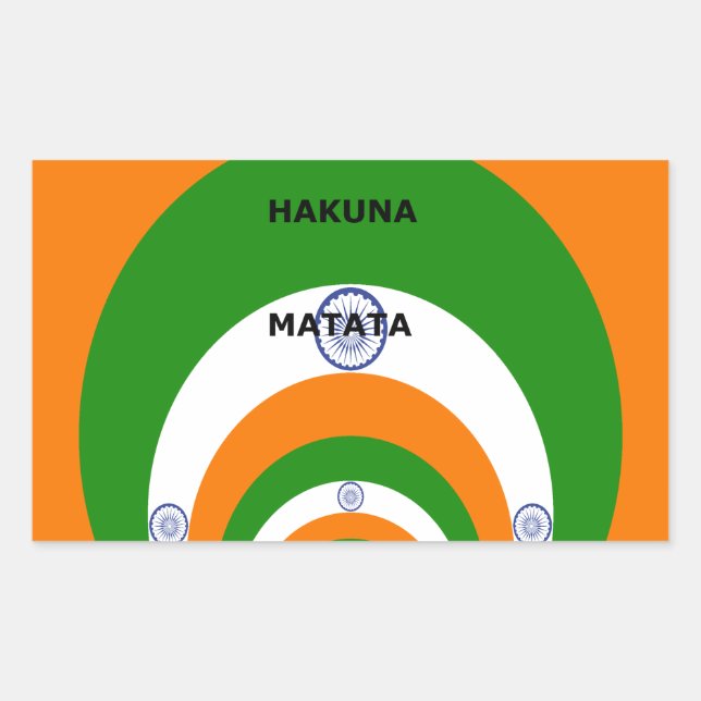 Sticker Rectangulaire Drapeau national indien design avec "Hakuna Mat (Devant)