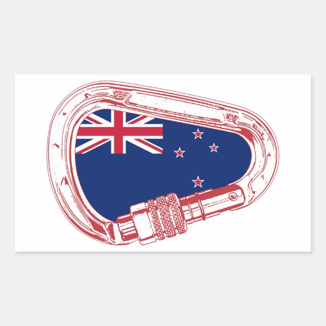 Sticker Rectangulaire Drapeau néo-zélandais Escalade carabiner (Devant)