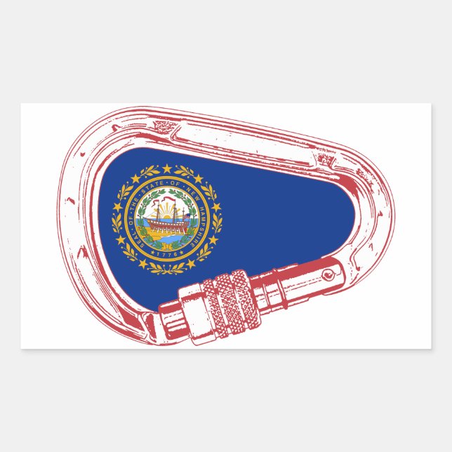 Sticker Rectangulaire Drapeau New Hampshire Escalade carabiner (Devant)