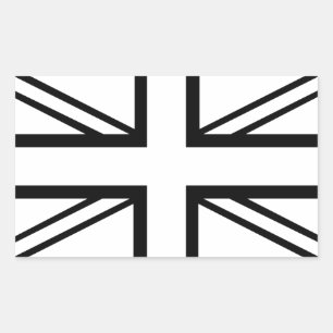 Sticker Rectangulaire Drapeau noir & blanc classique Union Jack British 