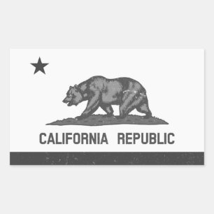 Sticker Rectangulaire Drapeau noir et blanc de la Californie