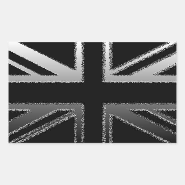 Sticker Rectangulaire Drapeau noir et gris argenté Union (Devant)