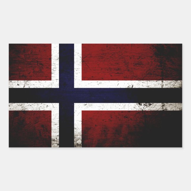 Sticker Rectangulaire Drapeau norvégien noir Grunge (Devant)