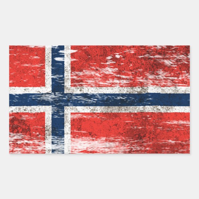 Sticker Rectangulaire Drapeau norvégien trempé et porté (Devant)
