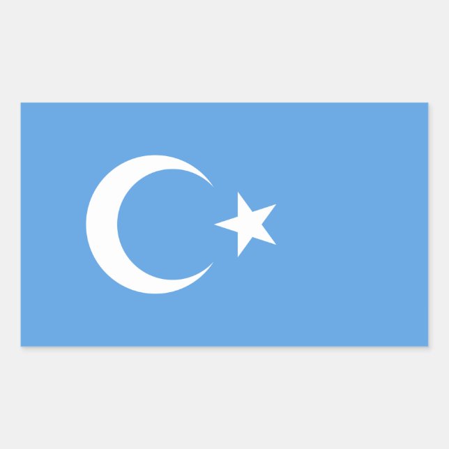 Sticker Rectangulaire Drapeau Ourghour du Turkestan oriental (Devant)