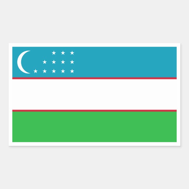 Sticker Rectangulaire Drapeau ouzbek, Drapeau ouzbek (Devant)