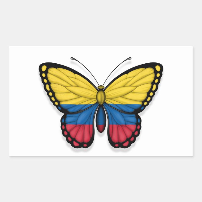 Sticker Rectangulaire Drapeau papillon colombien (Devant)