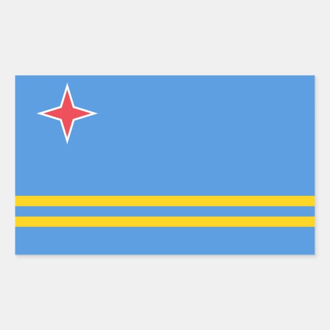 Sticker Rectangulaire Drapeau patriotique d'Aruba (Devant)