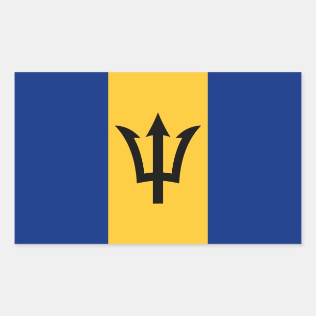 Sticker Rectangulaire Drapeau patriotique de la Barbade (Devant)