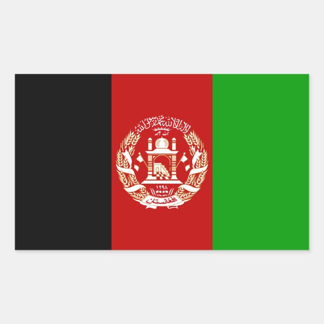Sticker Rectangulaire Drapeau patriotique de l'Afghanistan (Devant)