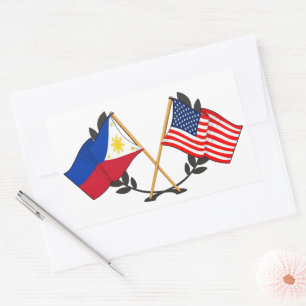Sticker Rectangulaire Drapeau philippin américain Patrimoine philippin V