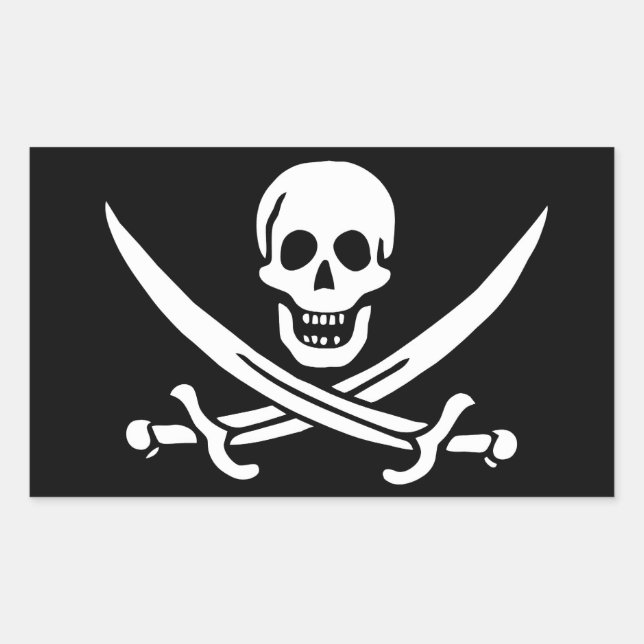 Sticker Rectangulaire Drapeau Pirate Jolly Roger (Devant)