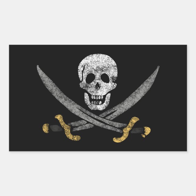 Sticker Rectangulaire Drapeau pirate Jolly roger du capitaine Jack Rackh (Devant)