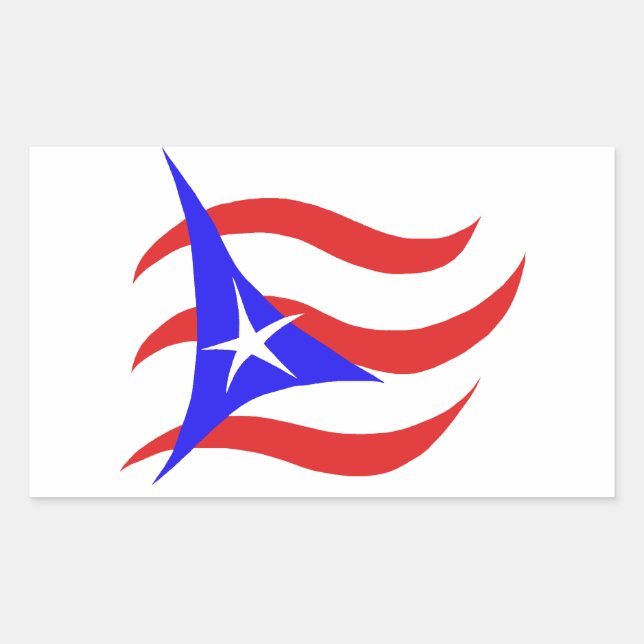 Sticker Rectangulaire Drapeau porto-ricain (Devant)