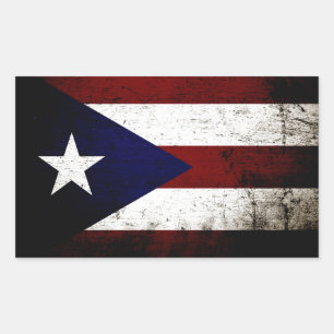Sticker Rectangulaire Drapeau Porto Rico Black Grunge