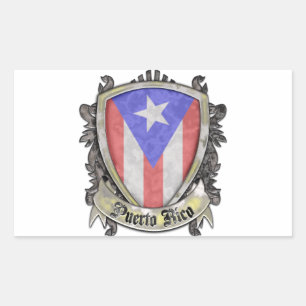 Sticker Rectangulaire Drapeau Porto Rico - Crest Shield