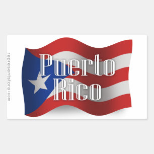 Sticker Rectangulaire Drapeau Porto Rico Waving