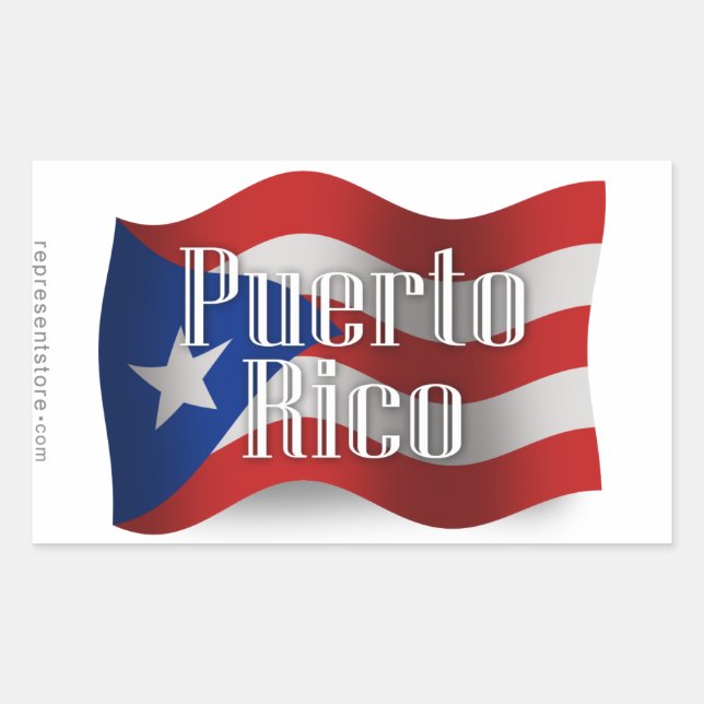 Sticker Rectangulaire Drapeau Porto Rico Waving (Devant)