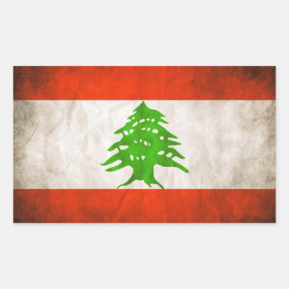 Sticker Rectangulaire Drapeau Quatre Grungy Lebanon