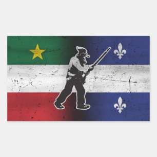 Sticker Rectangulaire Drapeau Québec et Patriote Henri Julien érodé